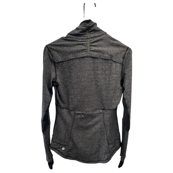 Lululemon Base Runner 1/2 Zip Heathered Herringbone Heathered Black Black Size 6 - Picture 10 of 16